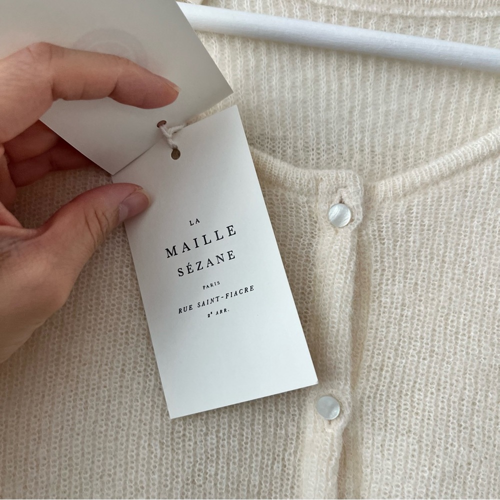 NWT La Maille Sezane Gilet Gaspard Mohair Alpaca Sweater Cardigan Ecru Size XXS - Picture 6 of 6